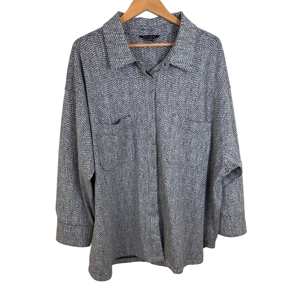 Athleta Braiden Shirt Jacket Button Down Pockets‎ Long Sleeve Womens Size 3X